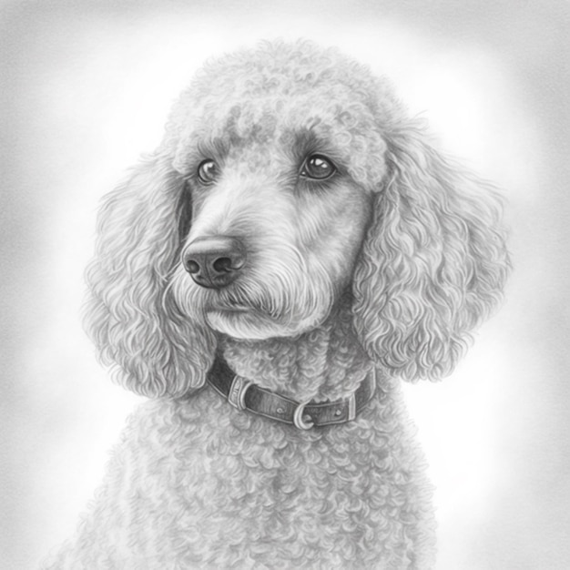 pencil sketch of a poodle