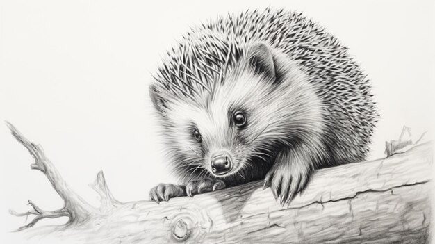 Photo pencil sketch porcupine animal beautiful image generative ai