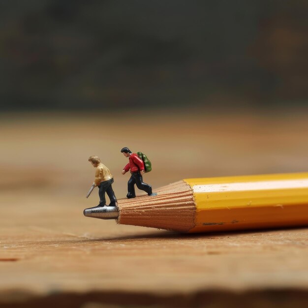 a pencil with a man and a woman on it