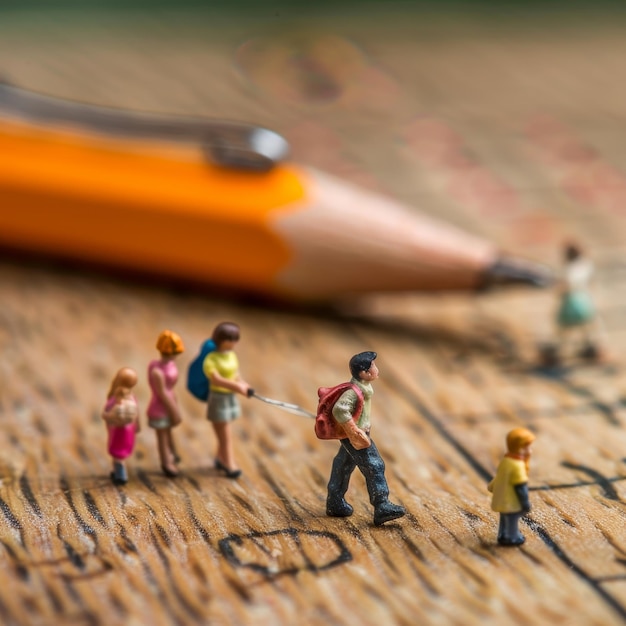 a pencil with a pencil and people on it