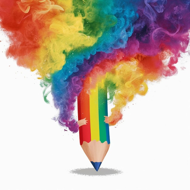 a pencil with the word rainbow on it