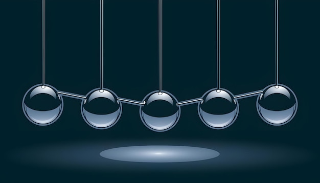 Photo pendulum newton cradle or balancing balls polygon digital isolated vector image on dark background