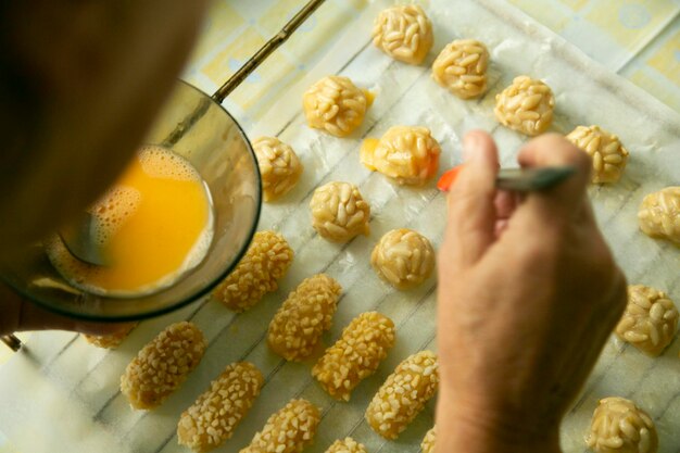 Penellets. Small sweets of various shapes, made from almond and potato dough.