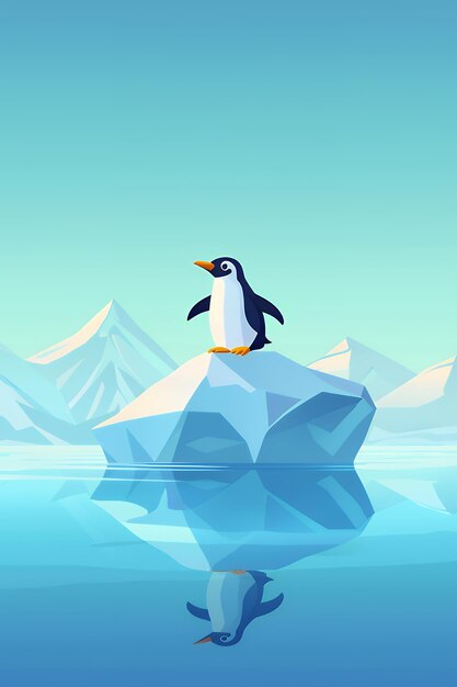 Photo penguin on iceberg in arctic landscape