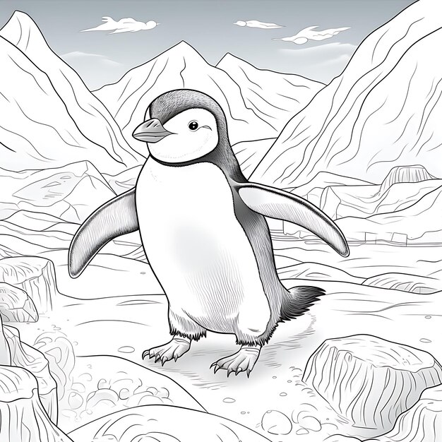 Penguin Joyfully Sliding on Ice