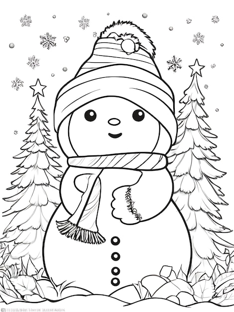 Penguin line coloring page outline cartoon drawing without colors all white background ai generated