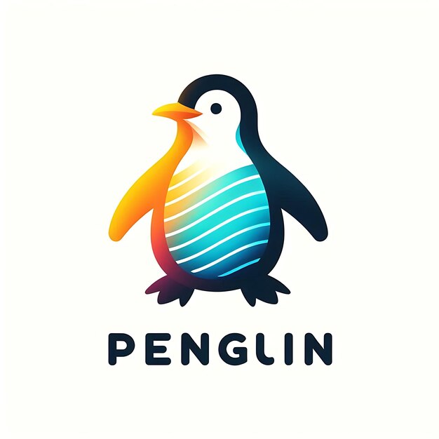 Photo penguin logo design gradient style animal logo