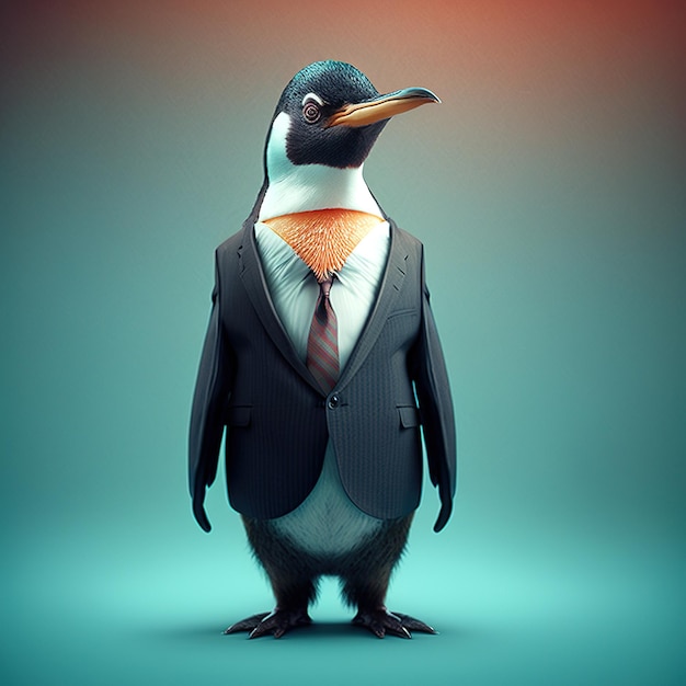 A penguin in a suit