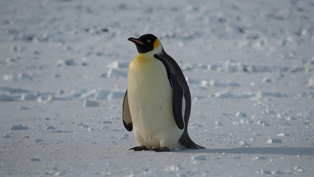 a penguin that is standing on ice with the word penguin on it