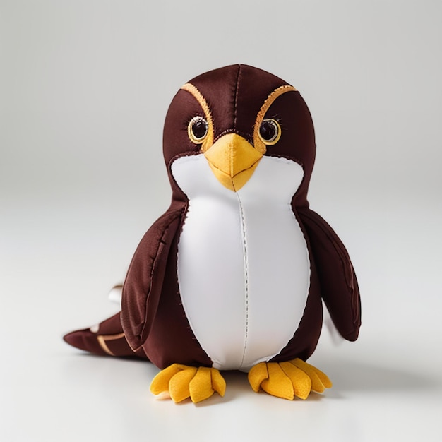 a penguin toy with a white patch on its chest