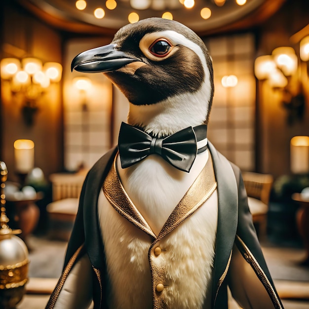 Photo a penguin in a tuxedolike outfit