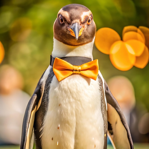 Photo a penguin in a tuxedolike outfit