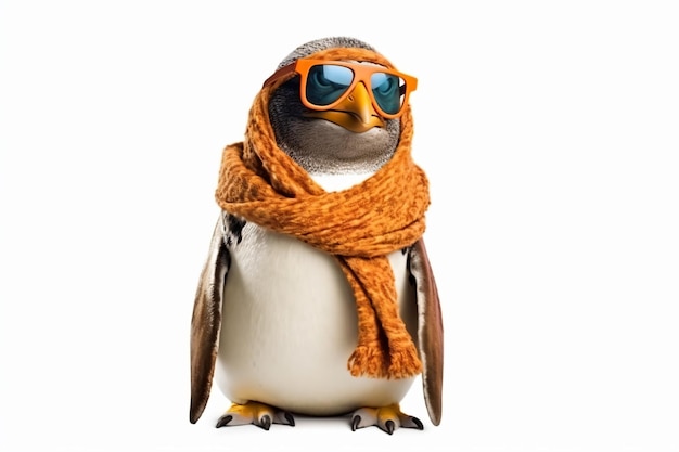 a penguin wearing sunglasses and a scarf