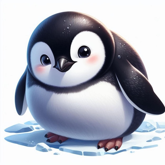 a penguin with a black face and a white background