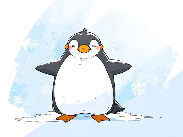 Photo a penguin with a snowflake on its chest