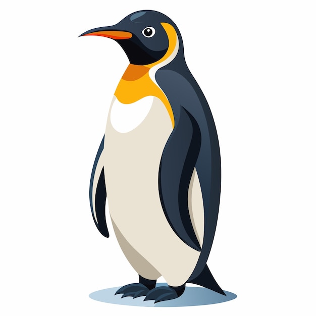 a penguin with a yellow beak and a white patch on its chest