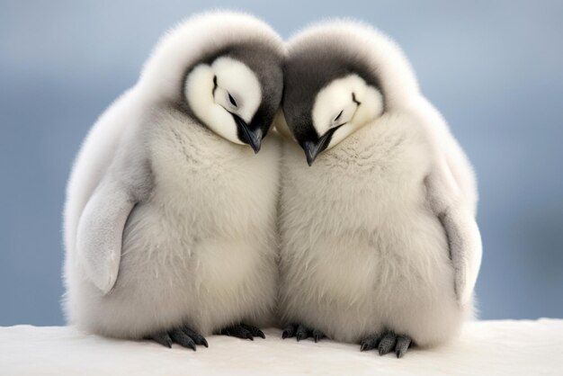 Penguins Cuddle Expression Of Love And Support Valentines Day and Wildlife Themes AI Generated