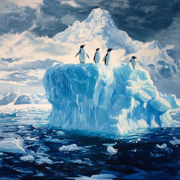 Photo penguins on an iceberg in the antarctic