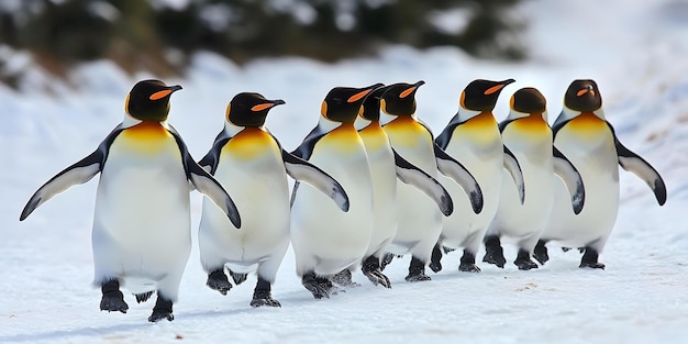 Photo penguins waddling on icy landscape