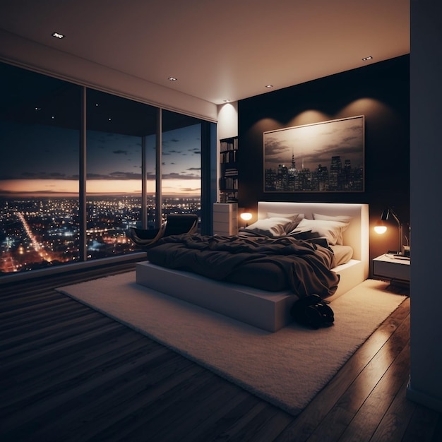 Penthouse Apartment with Modern Design and Cityscape View Generated with Ai