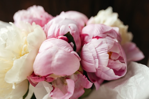 Peonies buds in a chic bouquet