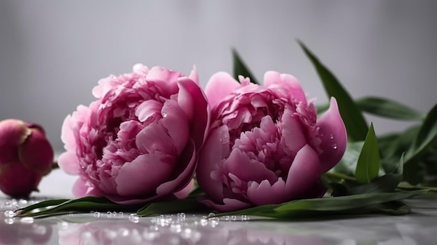 Peonies flower in bloom Floral background Generative AI