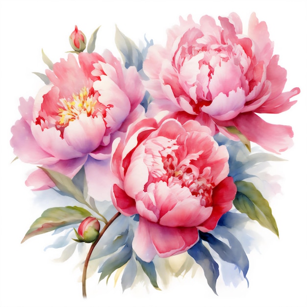 Peonies watercolor illustration Floral Background