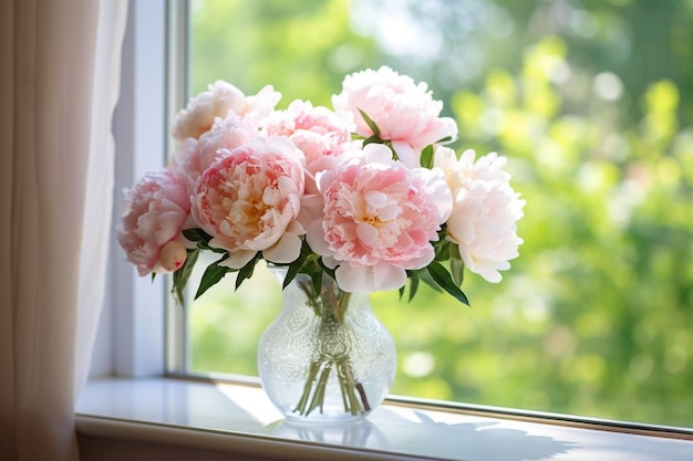 Peony bouquet in vase