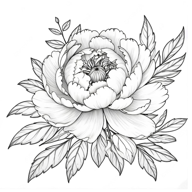 Peony Coloring Pages