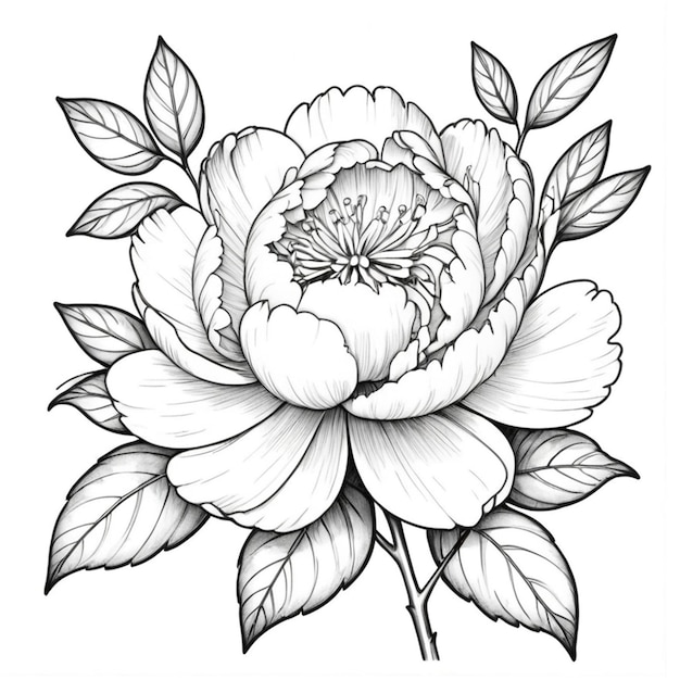 Peony Coloring Pages