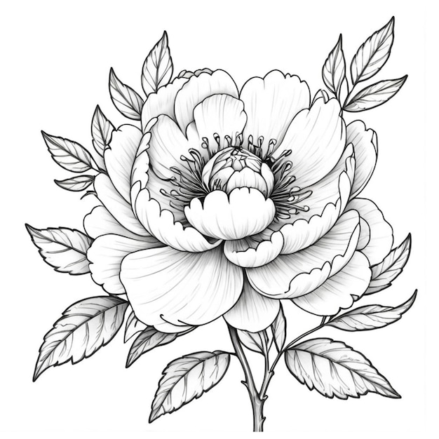 Peony Coloring Pages