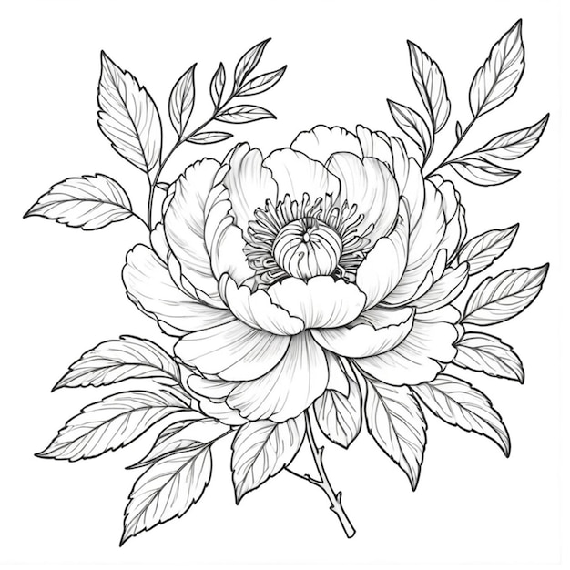 Photo peony coloring pages