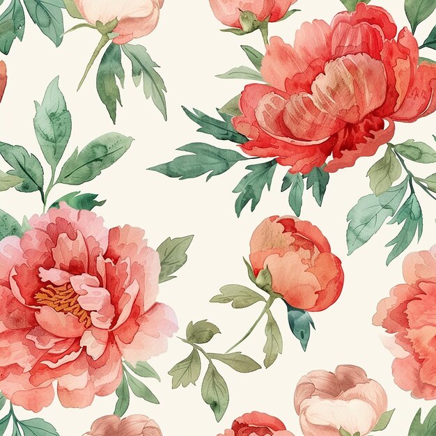 Photo peony flower pattern background cute watercolor