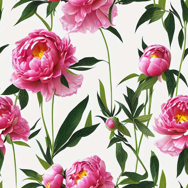 peony flowers seamless pattern. Repeat pattern