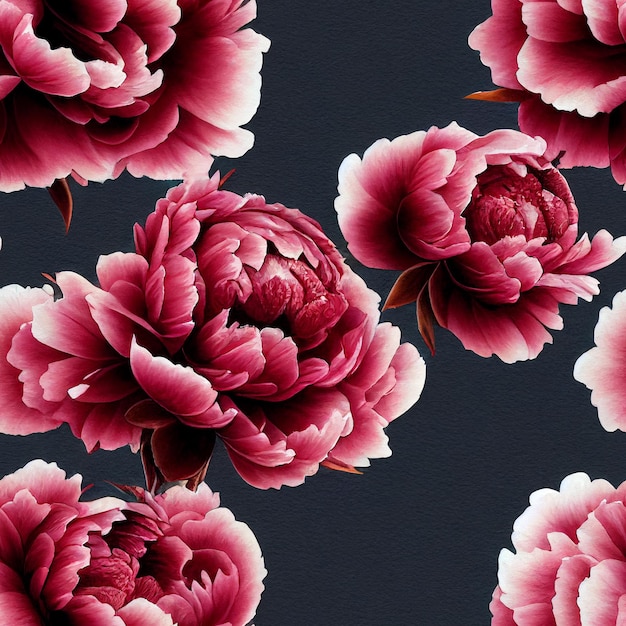 peony flowers seamless pattern. Repeat pattern