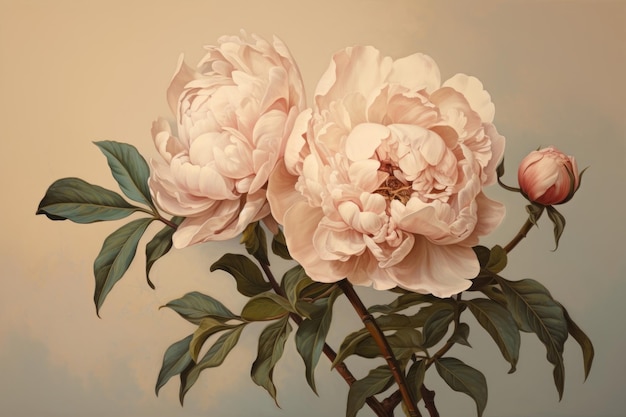 Peony painting peony blossom