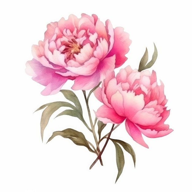 Peony watercolor flower Illustration AI GenerativexA