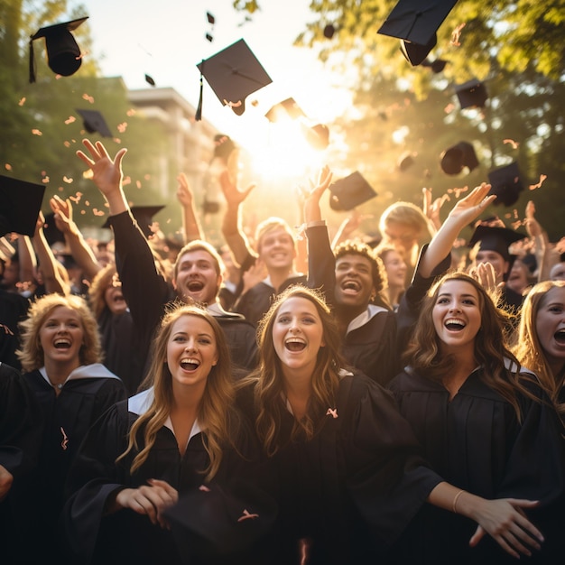 People are celebrating graduation with joy