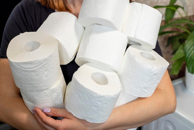 People are stocking up toilet paper for home quarantine from coronavirus