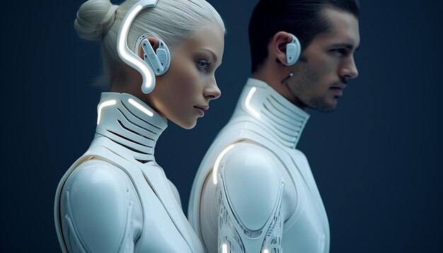 people are weating futuristic fashion clothes in the future