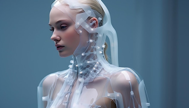 people are weating futuristic fashion clothes in the future