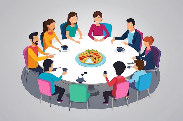 people around the table icon vector illustration eps10