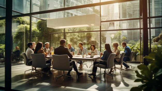 People Brainstorming on a Big Desk at the Office