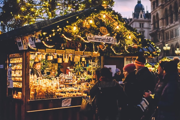 People Buying Souvenirs at Christmas Market