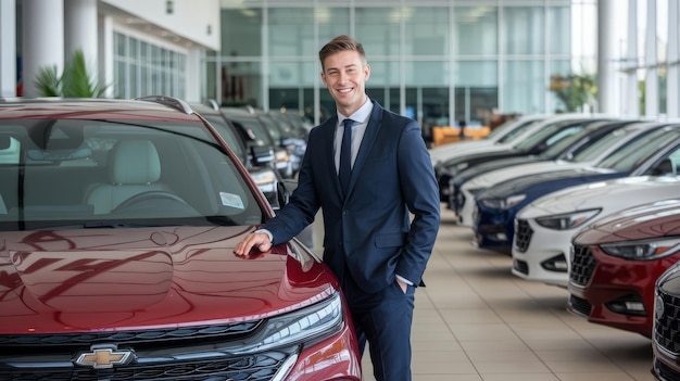 People of car salesman in car dealership