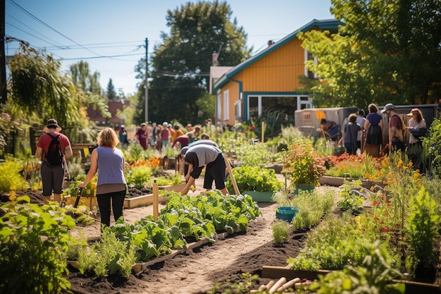 People Caring for Plants in a Community Garden Generative Ai