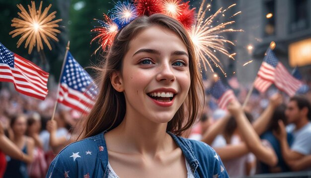 Photo people celebrating the american independence day