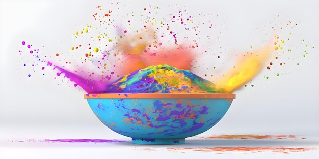 People celebrating the Holi festival with colors powder Color in hand bowls of colors Ai Generated