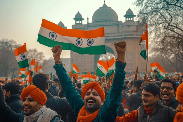 Photo people celebrating republic day in india with joyful festivities