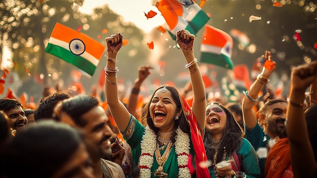 Photo people celebrating republic day in india with joyful festivities